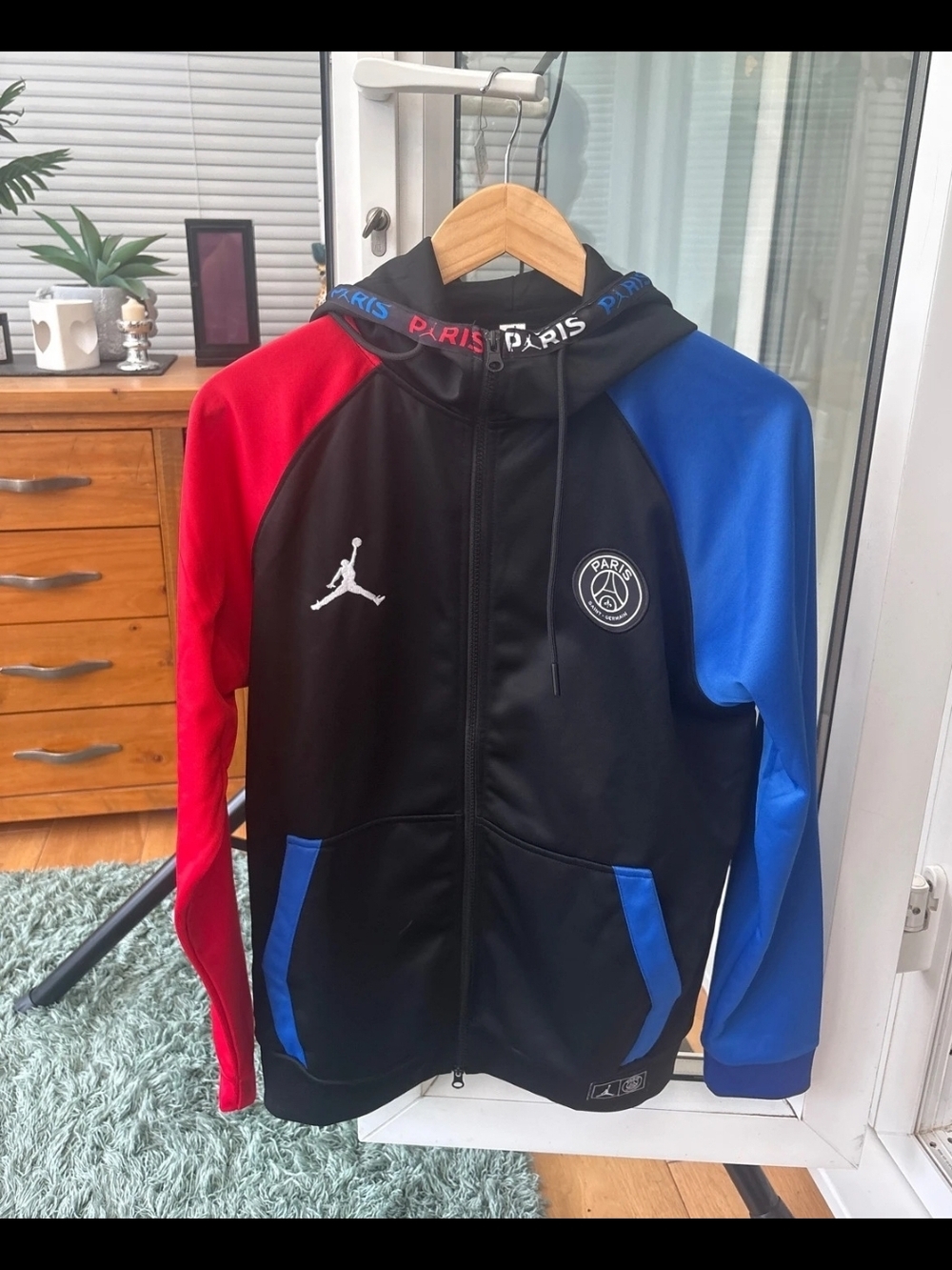 Jordan Black Red Blue PSG Full‑Zip Track Jacket